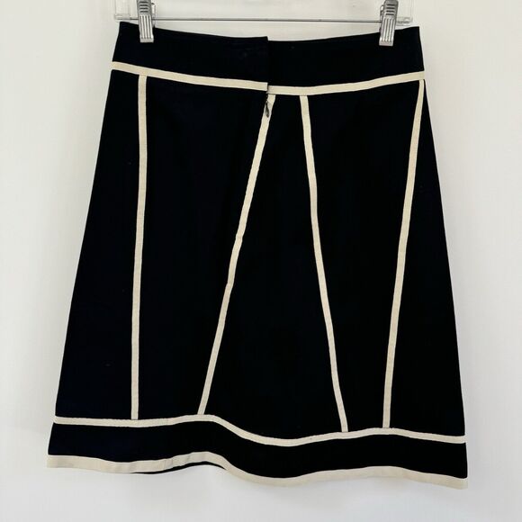 Autograph New York A line Skirt black with Cream Piping Size 0 - Picture 1 of 8